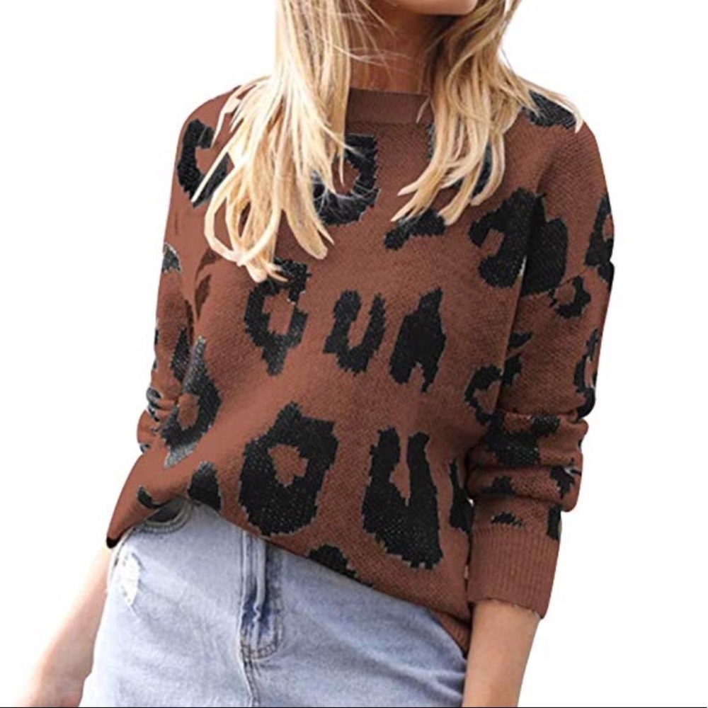 Leopard Sweater Blk/Brown M